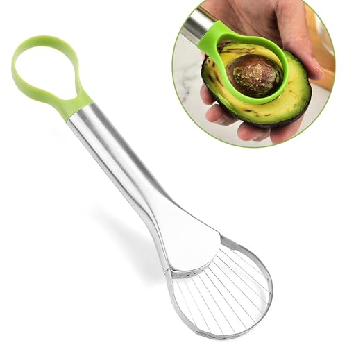 Klabsi Avocado Cutter Fruit Slicer Stainless Steel Kitchen Tool, Avocado Slicer Corer Peeler