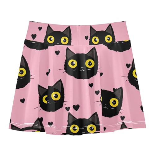 Athletic Shorts Girls Skorts Cute Black Cats Pink Toddlers Tennis Skirts Fun Cute Girl Skort 3t2