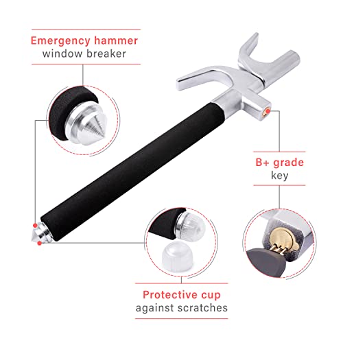 VaygWay Universal Anti-Theft Car Steering Wheel Lock with Emergency Window Breaker & 3 Keys, Durable Steel Body, Adjustable Length Clamp, Easy to Use