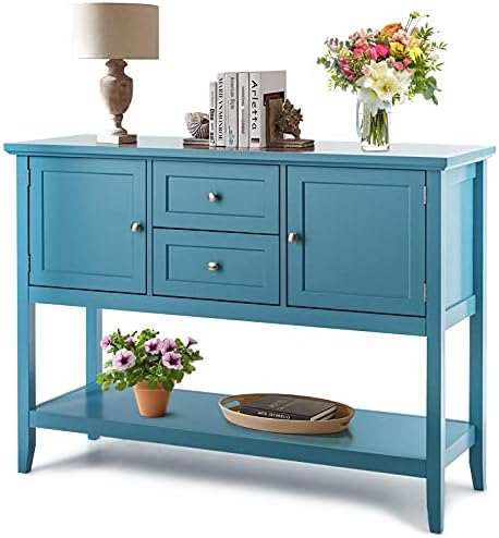 PETSITE Sideboard Buffet Cabinet with Storage, Drawers & Open Shelf, Wood Accent Cupboard Console Table for Home Kitchen, Living Room, Hallway