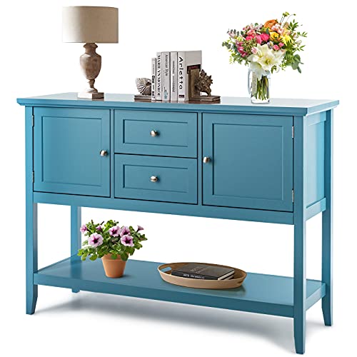 Petsite Sideboard Buffet Cabinet With Storage, Drawers & Open Shelf, Wood Accent Cupboard Console Table For Home Kitchen, Living Room, Hallway #TOP19
