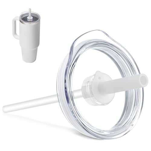Bluwing Replacement Tumbler Lid for Hydro Flask 32 40oz Travel Tumblers, Press-In Tumbler Lid with Straw for Hydro Flask 32oz 40oz All Around Tumblers(White)