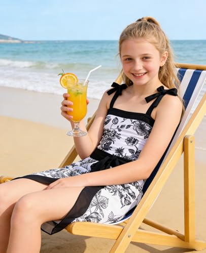 Image of Teens Girls One Piece Swimsuit Bathing Suit for Girls Adjustable Strap Summer Beach Swimwear Pool Activities 11-15Y