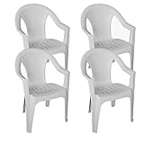 [page_title]-Multistore 2002 4er Set Stapelstühle Gartenstühle Gartensessel stapelbar in Rattan-Optik Kunststoff - Weiß