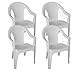 Produktbild Multistore 2002 4er Set Stapelstühle Gartenstühle Gartensessel stapelbar in Rattan-Optik Kunststoff - Weiß