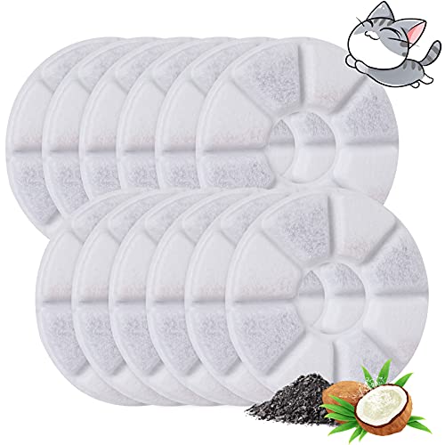 GeeRic 12 Paquets de filtres de Remplacement pour Fontaine à Eau pour Animaux de Compagnie, Filtre de Remplacement au Charbon pour Fontaine pour Chat, Forme carrée Cover