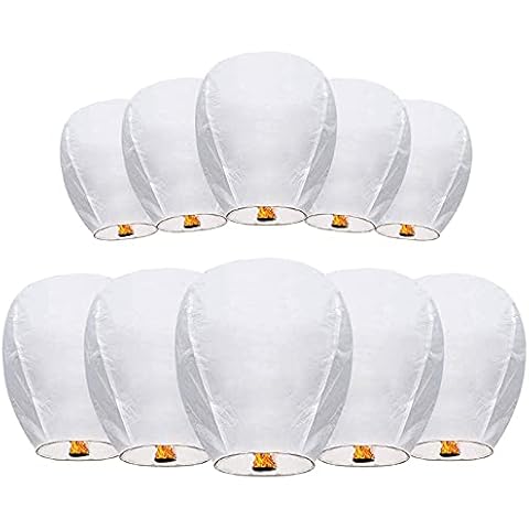 Chinese Sky Lanterns Environmental Friendly 100% Biodegradable Material No Assembly Required, for Wishing Wedding Birthday Party (10 Pack) Cover