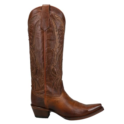 Corral Boots Womens Bronze Tooled Inlay Snip Toe Casual Boots Knee High Mid Heel 2-3