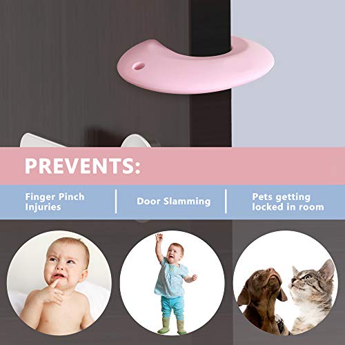 Image of Neobay Door Pinch Guard and Door Slam Stopper, Durable Silicone Door Finger Pinch Guard, Prevents Slamming on Even Heavy Doors, Non-Toxic & Pet Friendly, 4 Packs (2 Pink 2 Blue)