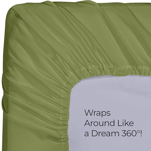 Image of Utopia Bedding Queen Fitted Sheet - Bottom Sheet - Deep Pocket - Soft Microfiber - Shrinkage and Fade Resistant-Easy Care -1 Fitted Sheet Only (Olive)