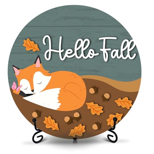 patcate Hello Fall Fox Desk Decor