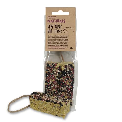 Rosewood Naturals Very Berry Mini Sticks Small Animal Treats for Hamsters Gerbils Mice and Rats 80g