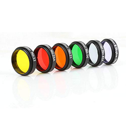 POWERTOOL - Filtro per lenti telescopio, 31,7 mm, filtri oculari a colori Astro per migliorare la definizione e la risoluzione nell'osservazione planetaria lunare, confezione da 6