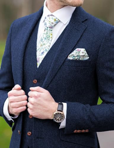 MoranX Classic Men Suits Regular Fit 3 Piece Tweed Wool Business Blazer Waistcoat Trousers Tuxedos Wedding2
