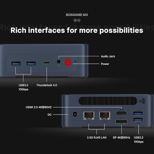 Image of BOSGAME Ai Mini PC M3, Intel Core Ultra 7 155H (16C /22T) Mini Computers Dual Channel 32GB DDR5 1TB m.2 NVMe SSD, Thunderbolt 4 Mini Desktop PC, Wi-Fi 6, Bluetooth 5.2