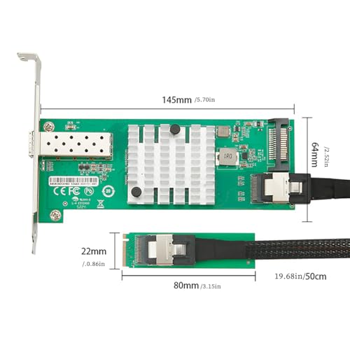 Tarjeta adaptadora de red M.2 (clave M) a 10G SFP+, interfaz PCIe 2.0 x4 con chip 82599EN, puerto único 10 gigabit para servidor, router y NAS, compatible con Windows, Linux y VMware miniatura 5