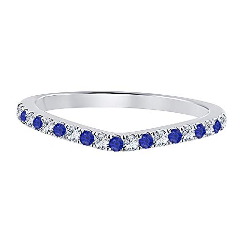 Round Cut Gemstone Half Eternity 14k White Gold Plated Wedding Cuvred Band Ring for Women2