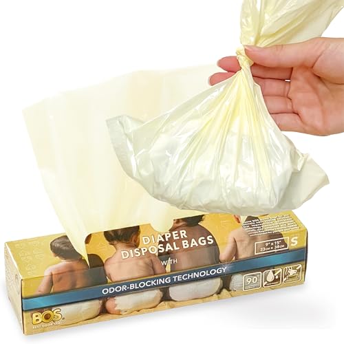 Image of BOS, Odor-Sealing Dirty Diaper Trash Bags - Disposable Bags - Scent & Smell Free [90 count] (Small)