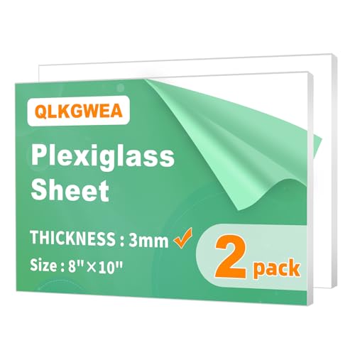 Image of 8x10 inch Plexiglass Sheets 1 /8 inch Thick,3mm Clear Acrylic Sheet 2 Pack | Plexi Glass Panel for DIY Project, Craft, Window Glass, Picture Frame, Table Top,Acrylic Sign and Wedding Invitation