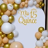 Mis Quince 15 Decal Sign for Balloon Kit Backdrop - Quinceañera Birthday Party Backdrop Decorations Mis Quince Años Gold Crown Wall Sticker Girl Sweet 15th Birthday Decor