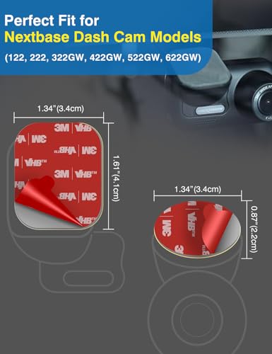 Tapsi Adhesive Pads & Electrostatic Film for Dash Cam Mounting – Compatible with Nextbase Series 2 (122, 222, 322GW, 422GW, 522GW, 622GW)