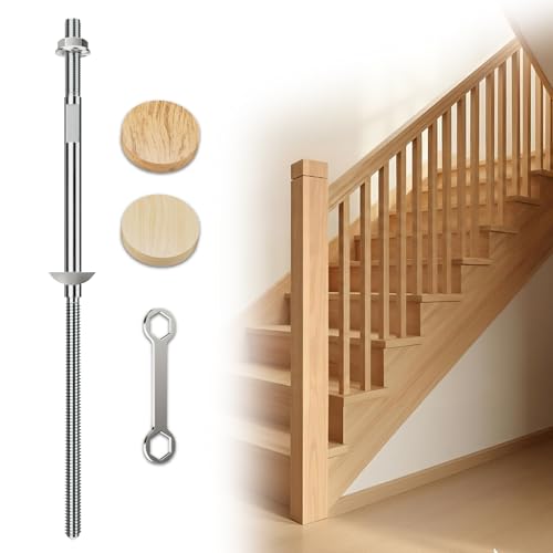 Newel Post Mounting Kit (1-Pack)Fix Wobbly Stairs with Massive 11 Steel Anchors Invisible Hardware Design for Wood & Concrete Floors Includes Real Oak Wood Plugs for Residential & Commercial