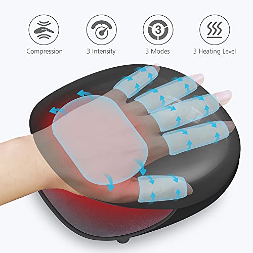 Comfier Wireless Hand Massager With Heat -3 Levels Compression & Heating,Rechargeable Hand Massager Machine For Carpal Tunnel,Ideal Gifts For Women (Black) #TOP1