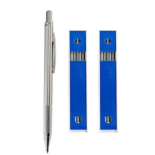 Ensemble de crayons de peinture d'art de 3,0 mm avec mines noire/rouge en acier inoxydable - Porte-mine automatique 2B (stylo de 3 mm, 2 mines grises)