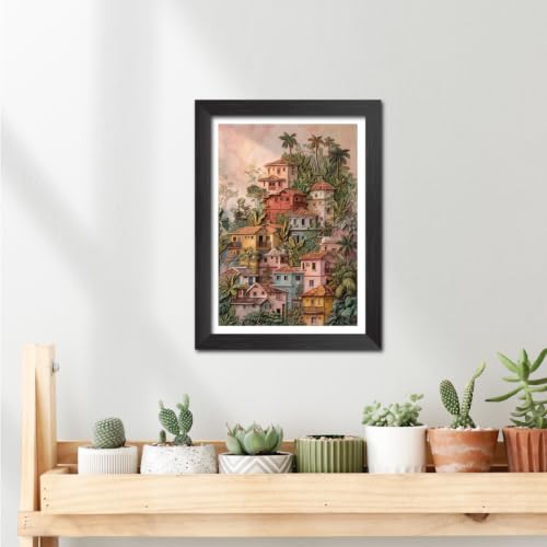 Image of TenorArts Architecture Art 3D Clay Textured Digital Art Print Photo Frame, Modern Art Abstract Painting For Bedroom Living Room Home and Cafe Decor | Minimal Drawing Black Framed Posters for Decoration (9x12 inches) [CL-S10]