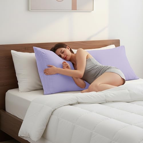 Image of Elegant Comfort Luxury Ultra-Soft 1-Piece Body Pillowcase - 1500 Premium Hotel Quality Microfiber Double Brushed - Wrinkle Resistant, Body Pillowcase Size, Lilac