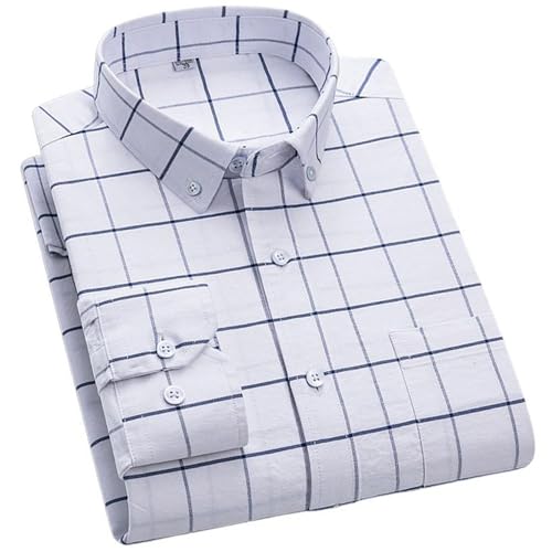 Cromoncent Mens Long Sleeve Oxford Button Down Shirts Casual Dress Shirt for Men,100% Cotton,Plaid/Stripes Shirts