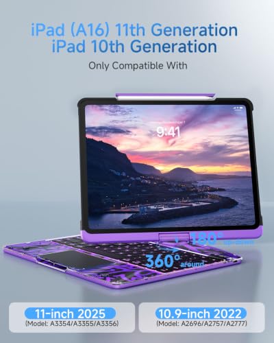 Image of Cyberpunk Clear Keyboard Case for iPad A16 11th /10th Generation 360 Swivel