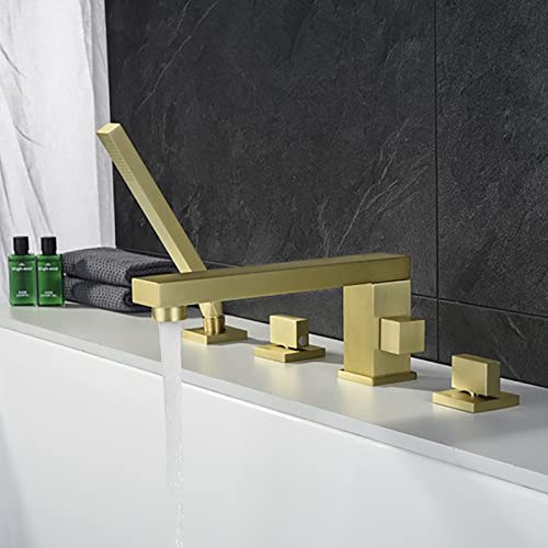 Mitigeur de bain en laiton rotatif double commande finition dorée - 3