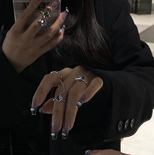 Babalal Rhinestone Fake Nails Glossy Press On False Nails Shiny Glitter French Nails Cool Glue On Nails For Women And Girls #TOP3