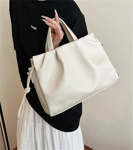 Women PU Leather Crossbody Bag Medium Hobo Tote Handbag Pleated Shoulder Purse Top Handle Satchel Zip Closure4