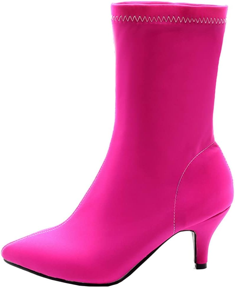Meefit Women Pointy Kitten Heel Boots Stretch Sock Booties Low Heel Ankle Boots