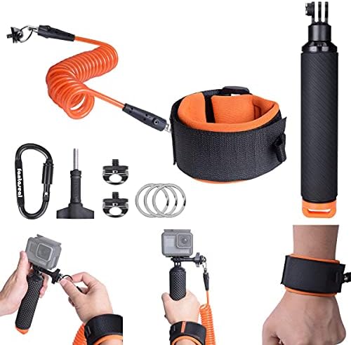 Action Camera Non-Slip Handler Floating Hand Grip Holder Mount w/Steel-cored Safety Strap for GoPro Insta360 Akaso Underwater Camcorder Scuba Diving Snorkeling Surfing Rafting Kayaking Selfie Stick