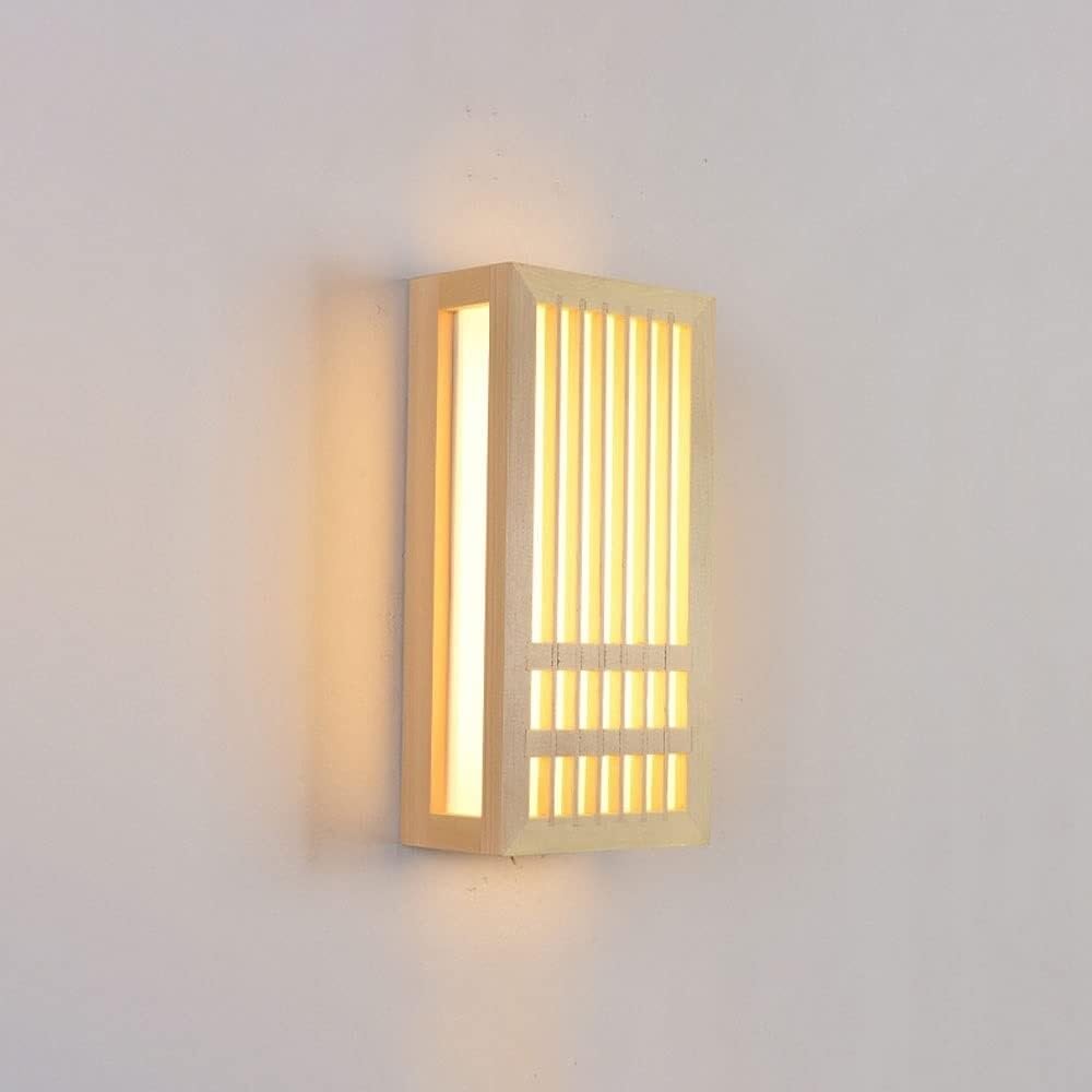 Aplique de pared de madera de estilo minimalista Japandi con iluminación de acento 6
