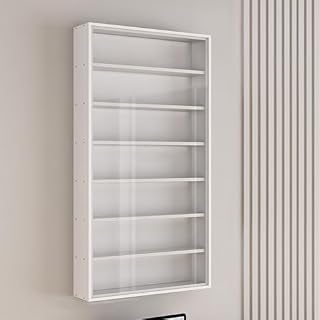 Dustproof Glass Display Case for Dolls & Anime Figures, Clear Collector's Display Box for Home & Office, 40x71.2cm Storage Shelves (White) - Perfect for Ornaments