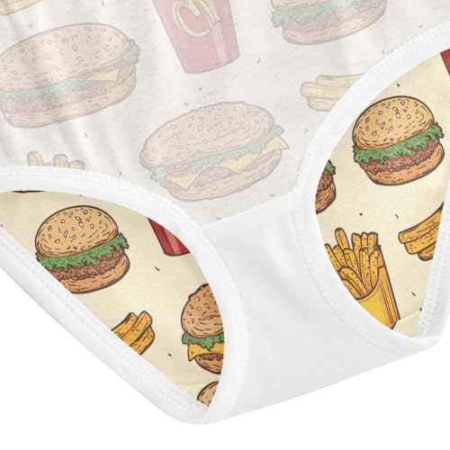ZZKKO Fast Food and French Fries Hamburger Girls Underwear Toddler Panties for Girls Comfort Brief Size 8Y4
