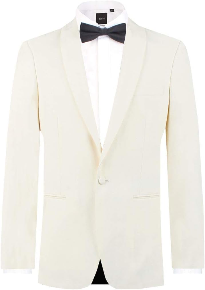 Dobell Mens White Tuxedo Dinner Jacket Regular Fit Shawl Lapel