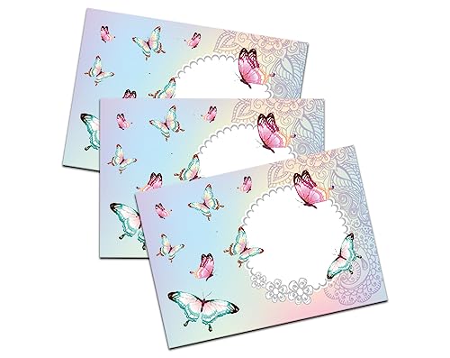 Briefpapier-Set A5 Briefblock mit Umschlag für Mädchen Kinder Schmetterlinge Blumen (Block A5 mit 25 Blätter + 15 Umschläge)