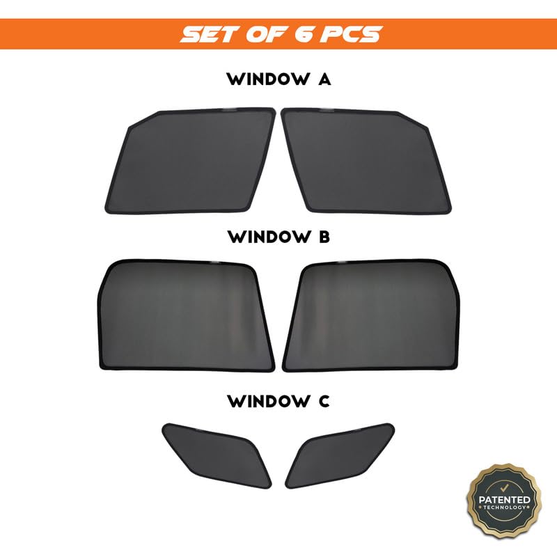 Image of XUV700 Magnetic Sun Shades /Curtains - Set of 6pcs (Row A /B /C) Suitable for XUV700 2021 Onwards