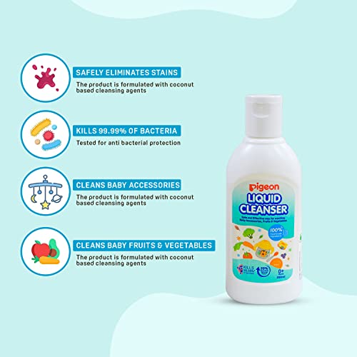 Image of Pigeon Liquid Cleanser for Nursing Products 200ml Japan's No.1 Brand | Baby Bottle Cleaning Liquid | Dish Washing Liquid for Breast Pumps, Feeding Bottles & Accessories