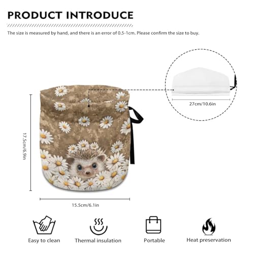 Image of Tea Cozy for Teapot Hedgehog Daisy Print Tea Kettle Dust Cover Keep Warm Breakfast Warmer with Drawstring Kitchen Decorations