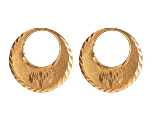 RidVik 1 Micron 22K Gold Plated Nattiyan Earrings For Men's Panjabi Boy | Gold Plated Brass Material Golden Hoop Studs Earrings Bali For Mens Fashion's