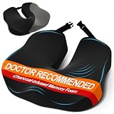 Comfidur Seat Cushion - High-Density Charcoal Memory Foam Office Chair Cushion with Adjustable Strap & Washable Non-Slip Cover | Supports Sitting Posture for Office, Car & Home