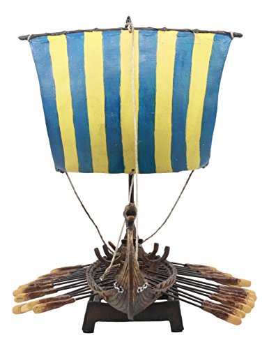 Gifts & Decor Ebros Scandinavian Viking Norseman Dragon Longship Model Statue With Base Stand War Vessel Battle Ship Prototype Sculpture Figurine #TOP1