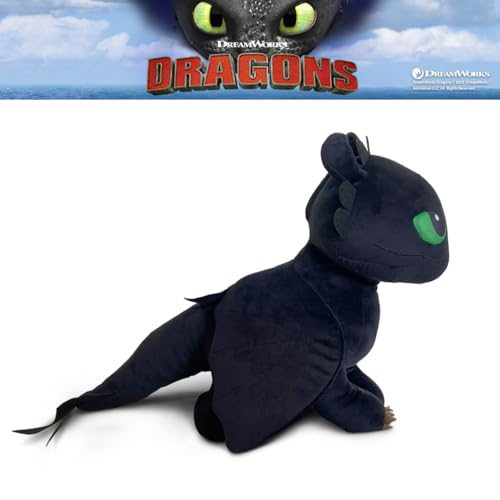 Image of How to Train Your Dragon Toothless Super Soft Plush Cozy Cuddle Pillow Buddy with Light Up Eyes for Comfort, (Officially Licensed Product) by Franco