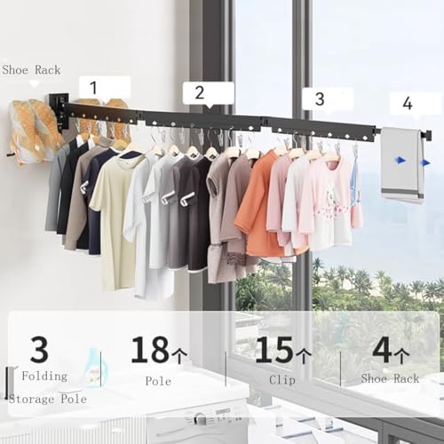 Support à linge mural pour salle de bain compacte et gain de place